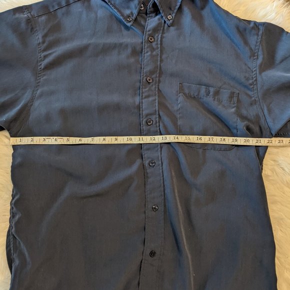Mens - Short Sleeve Button up Shirt - Navy Blue - Size Medium - Picture 4 of 5